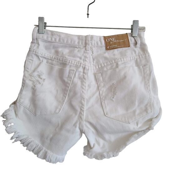 ONE BY ONETEASPOON Hawks Relaxed High Rise Twisted Cuff Hem Denim Shorts 26 - Picture 2 of 12